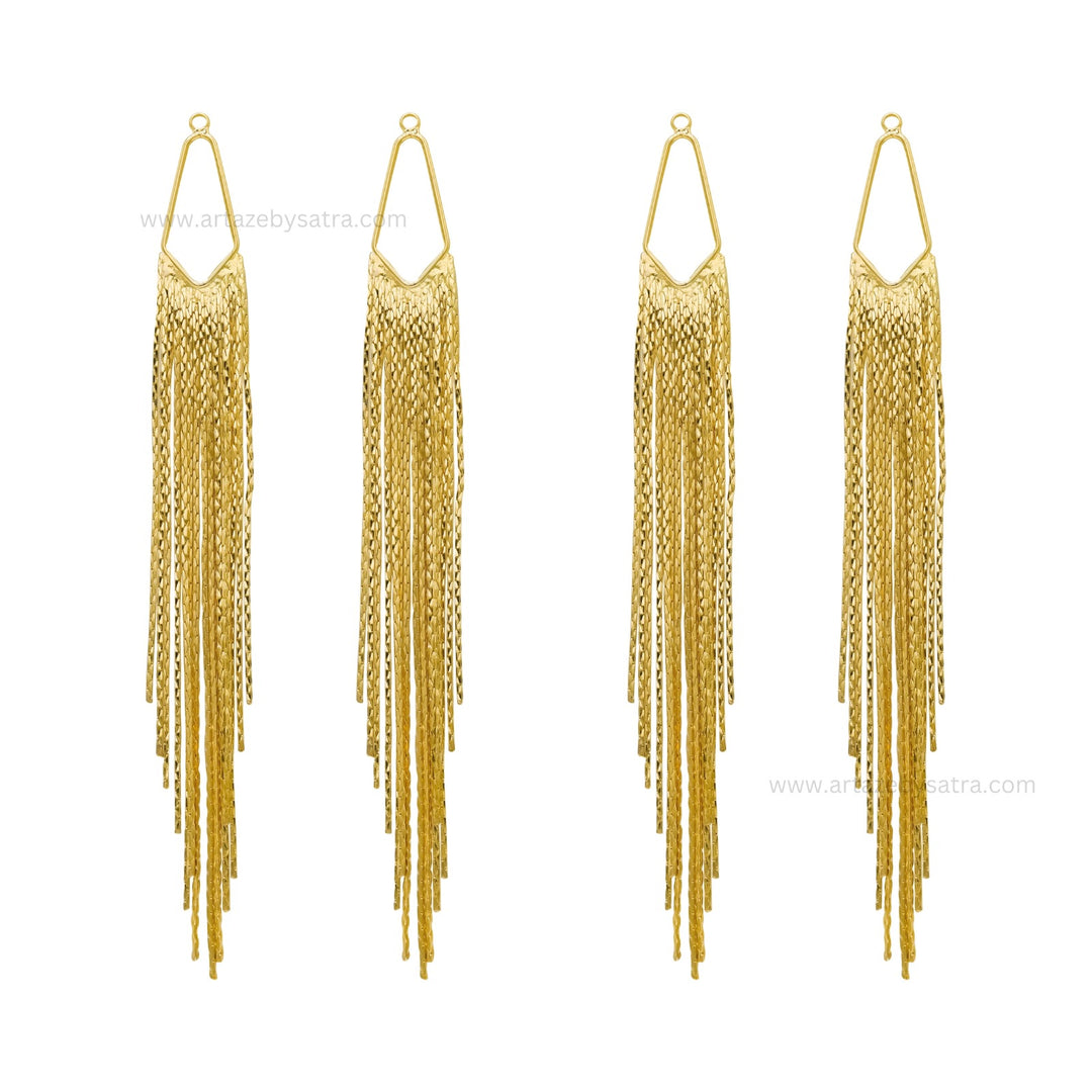 Long Gold Chain Dangle Earring Charms | Qty : 1pair | Size : 4.8mm