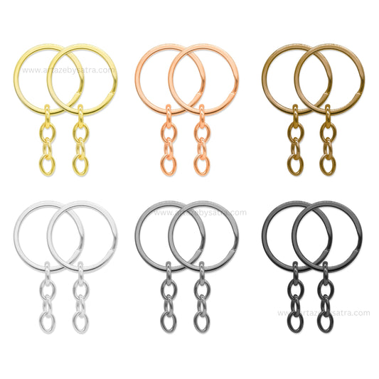 Keychain Ring Set with Chains | Size : 30mm | Qty : 25pcs | BF99