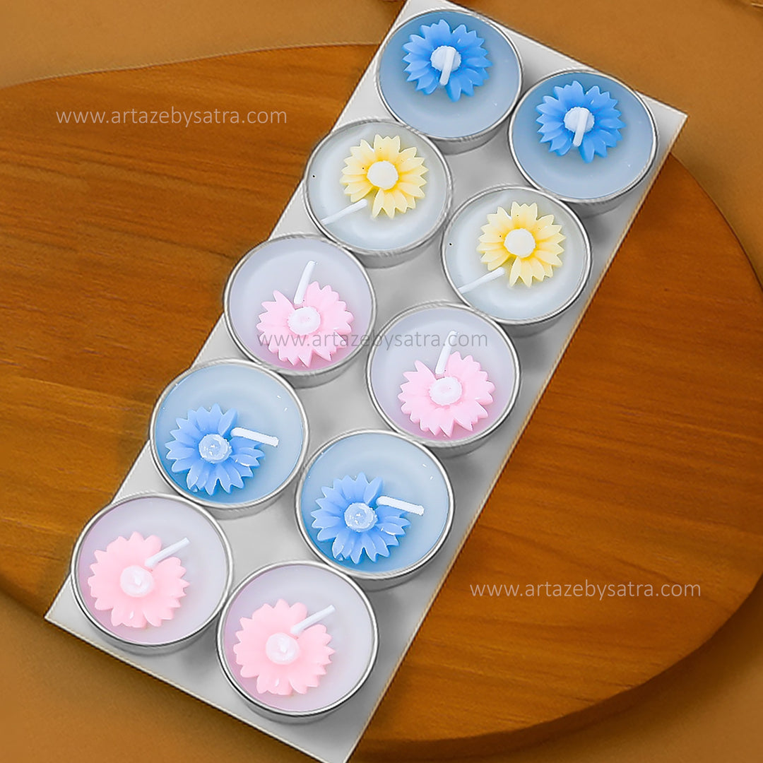 Floral Tealight Candles Set | Qty : 10pcs | D24-46