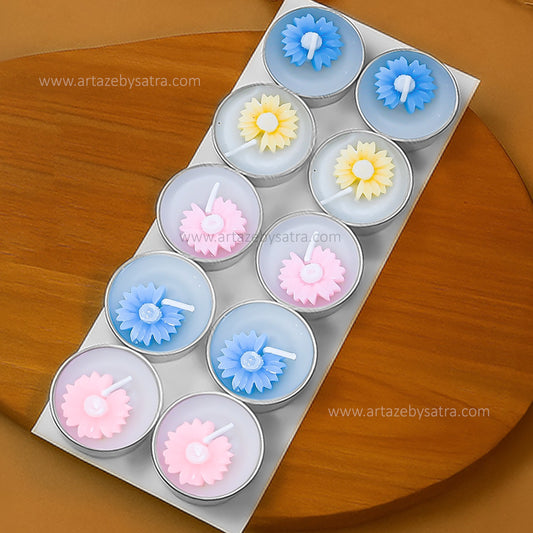 Floral Tealight Candles Set | Qty : 10pcs | D24-46