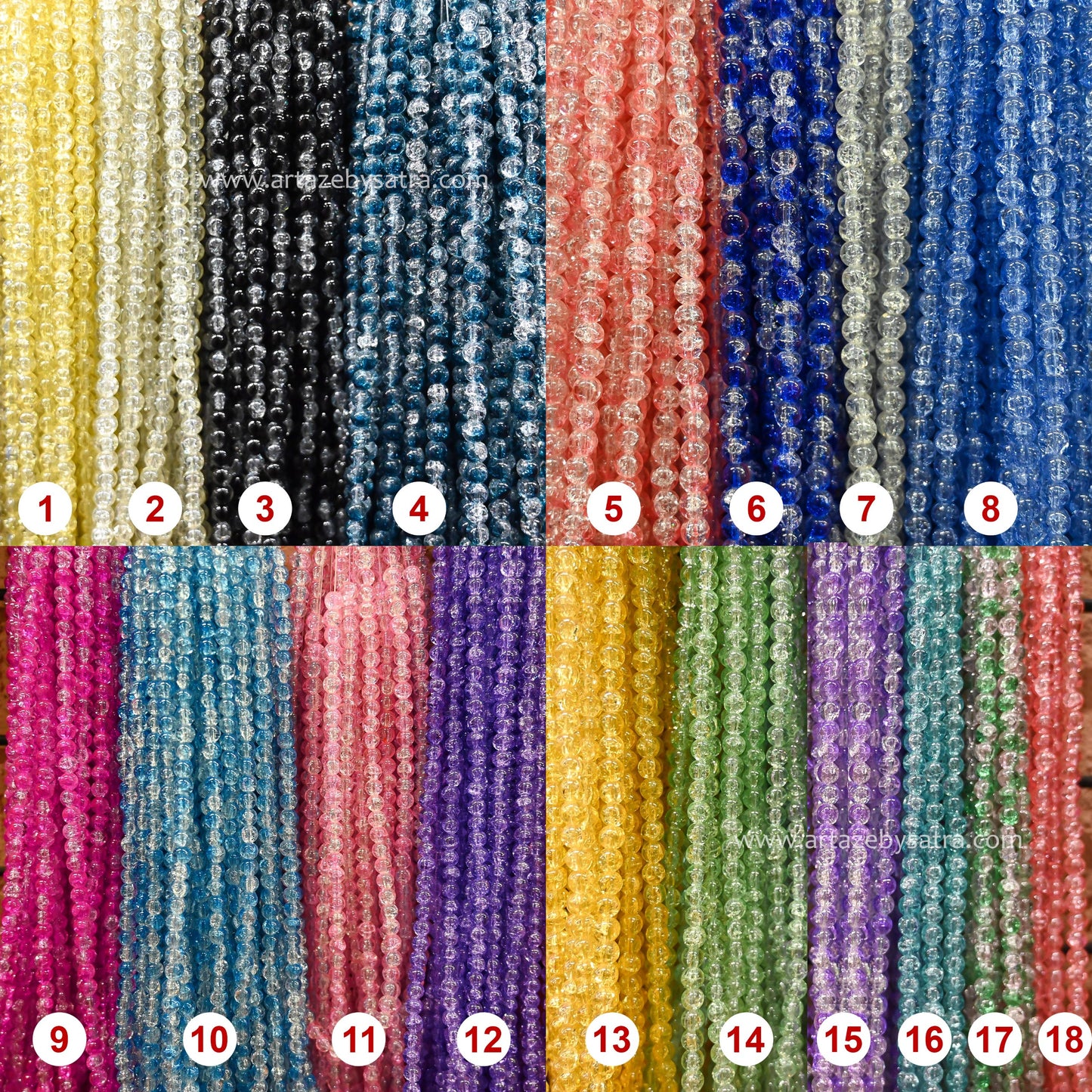 Cracked Glass Beads | Size : 8mm | Qty : 1 Line-Approx 95pcs | GB34