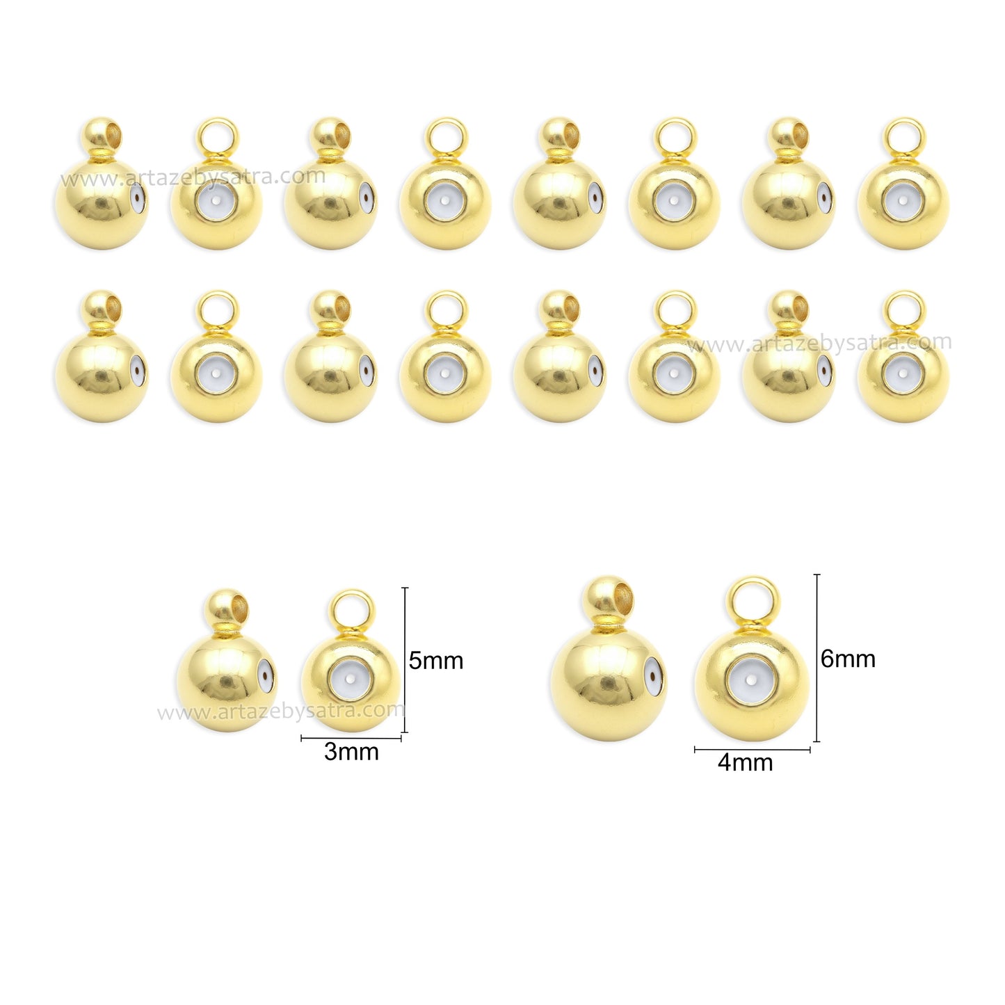 Brass Stopper Beads with loop | Qty : 10pcs | BF134