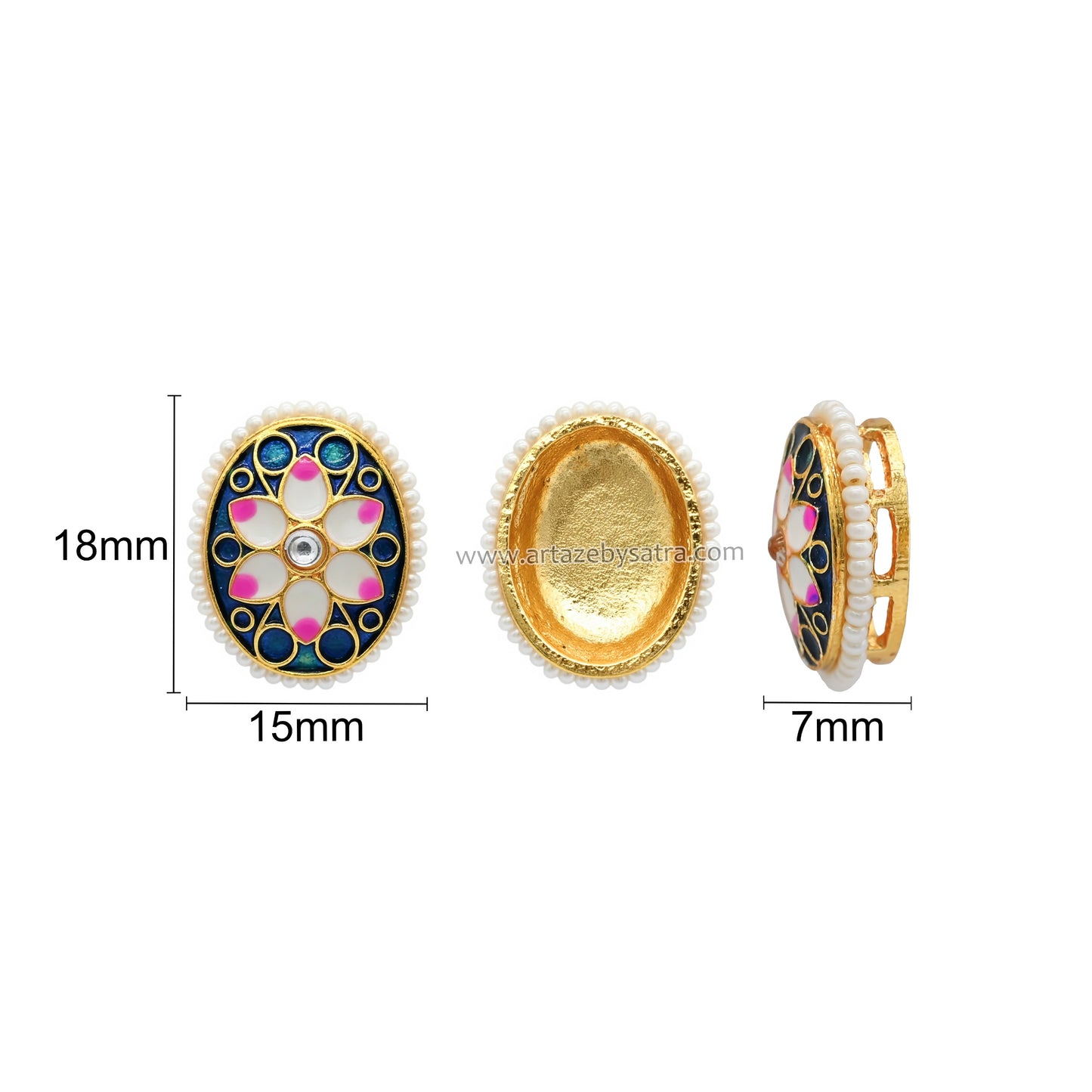 Meenakari Piroi Beads | Size : 18mm | Qty : 12pcs | C-694