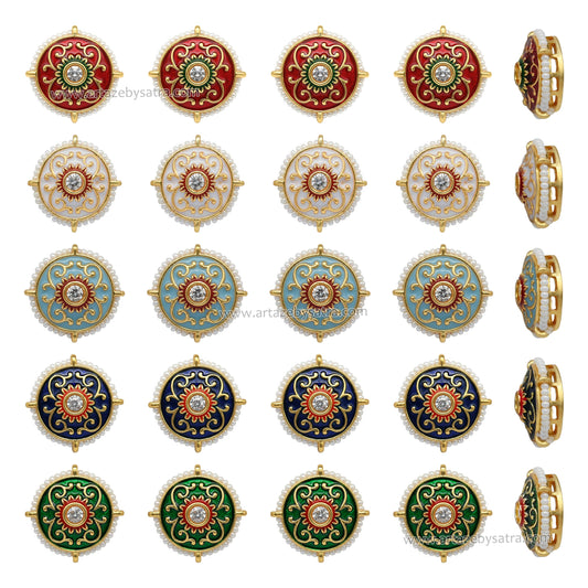 Meenakari Pearl-Bound Jewelry Connectors | Size : 18mm | Qty : 12pcs | C-1188