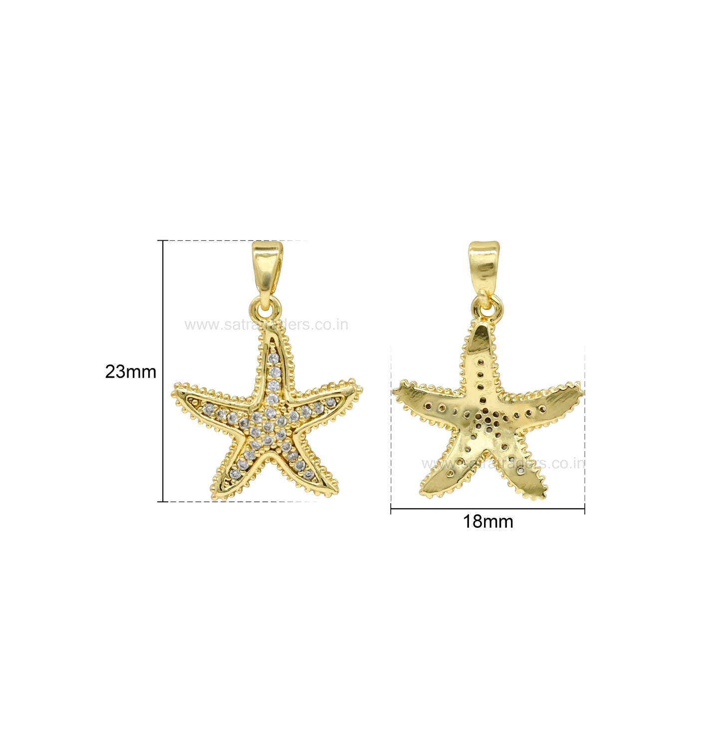 Pave Crystal Starfish Anti-Tarnish Charm | Size : 23mm | Qty : 1pc | CHL193
