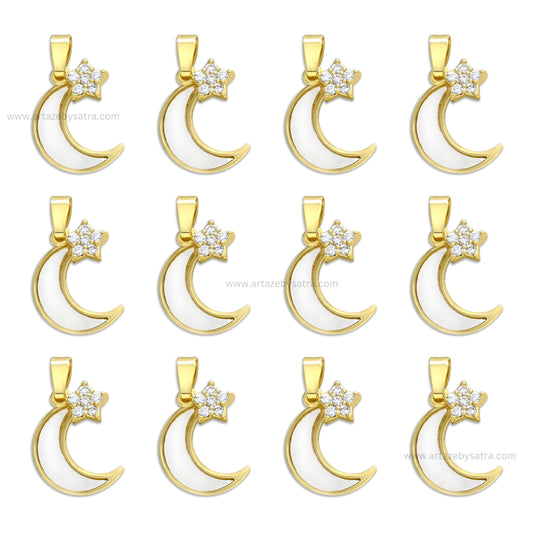 Diamond MOP Star Moon Charm Anti-Tarnish | Size: 44mm | 1PC