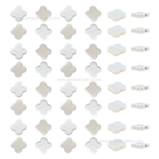 White MOP Clover Beads | Size : 15mm | Qty : 1 line- approx 27 beads | GB74