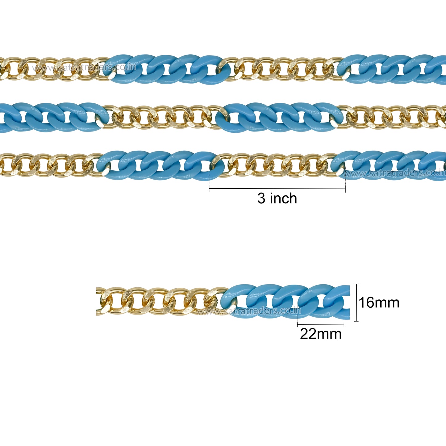 Acrylic & Aluminium Link Chain | Size : 16mm | Qty : 1mtr | AC29