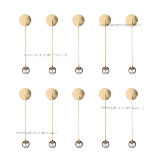 Pearl Lapel Pin | Size : 74mm Round Size : 17mm | 10pcs | BF112