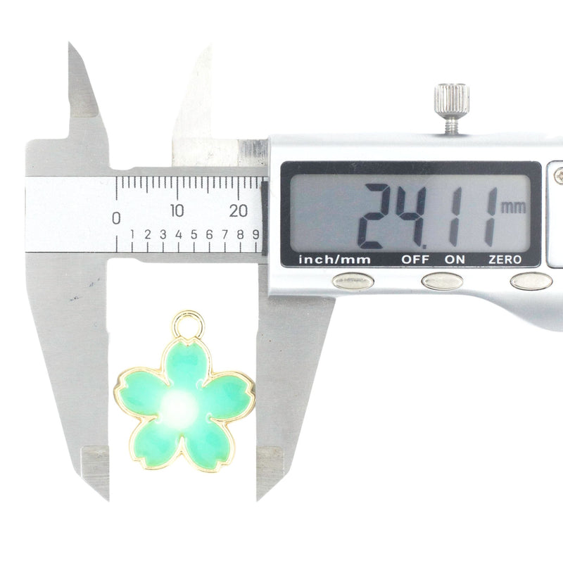 Flower Enamel Charms | Size : 24mm | 6pcs