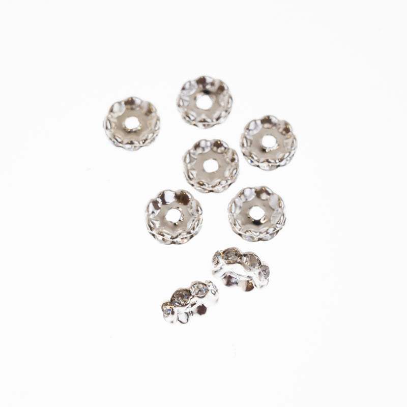 Rhinestone Silver Spacer Beads | Size : 10mm | 100Pcs