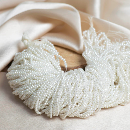 Round Shape 2 Hole Pearl Beads | Size : 2.5mm | Qty : 5 Bunch-approx 6000pcs | PPB05