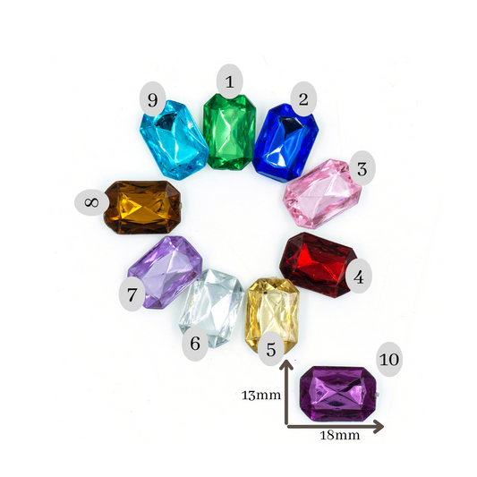 Rectangle shape Acrylic Stones | Size : H-13MM W-18MM | Qty : 200pcs | AS04