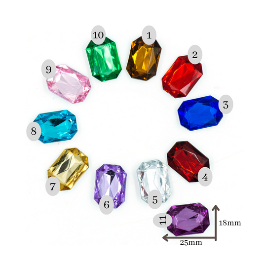 Rectangle shape Acrylic Stones | Size : H-18MM W-25MM | Qty : 100pcs | AS03