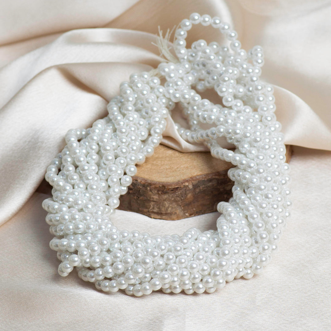 Round Shape 2 Hole Pearl Beads | Size : 6mm | Qty : 1 Bunch (Approx 1200pcs) | PC80