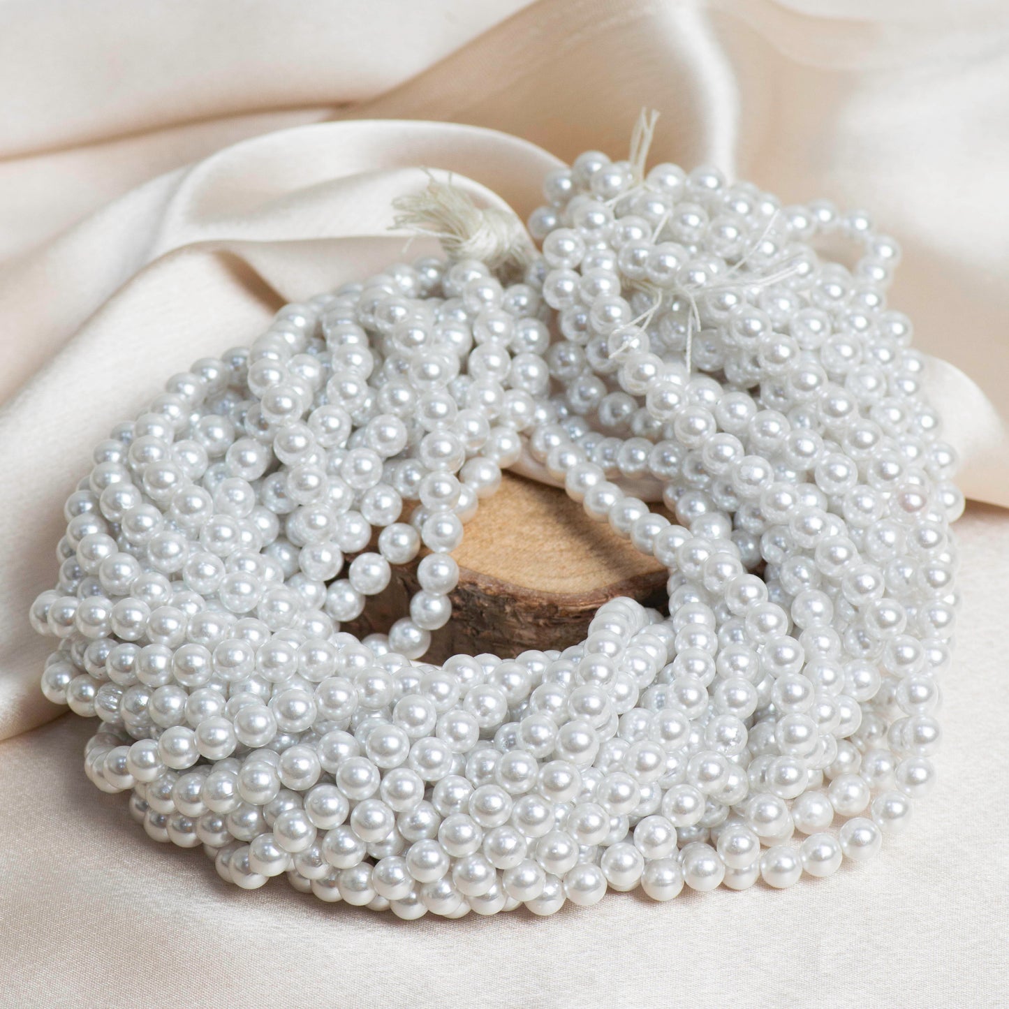 Round Shape 2 Hole Pearl Beads | Size : 7mm | Qty : 1 Bunch-approx 1200pcs | PPB09