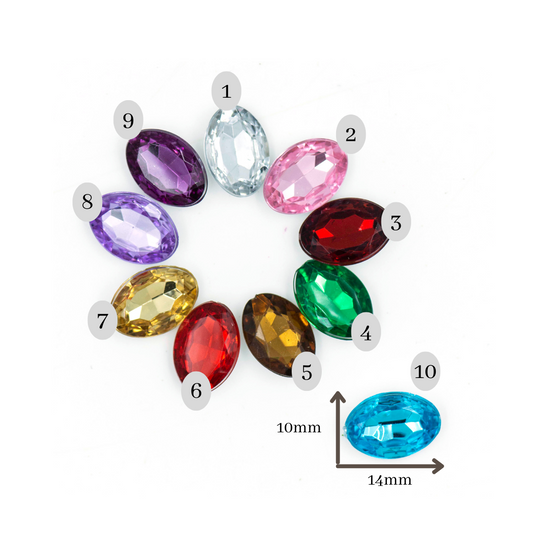 Oval Shape Acrylic Stones | Size : H-10MM W-14MM | Qty : 200pcs | AS08