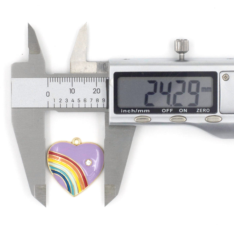 Rainbow Heart Charms | Size : 20mm | 2Pcs