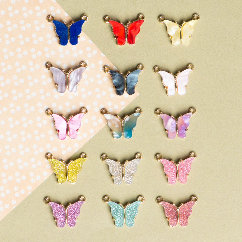 Golden Plated Butterfly Charms  2 Side Ring 6Pcs Size :  12mm