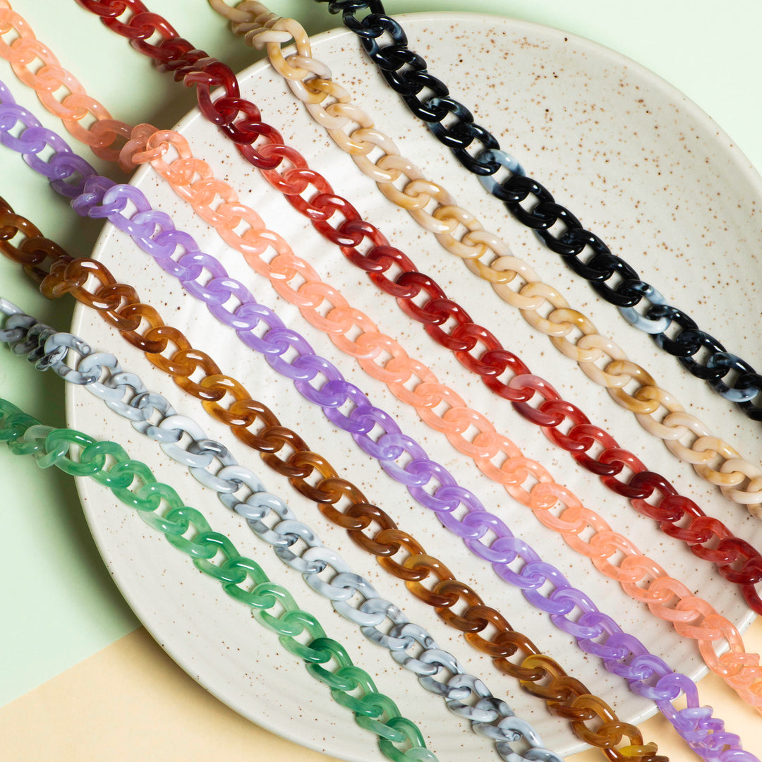 Matt Acrylic Chain | Size : H-20mm W-14mm | Qty : 1mtr | AC07