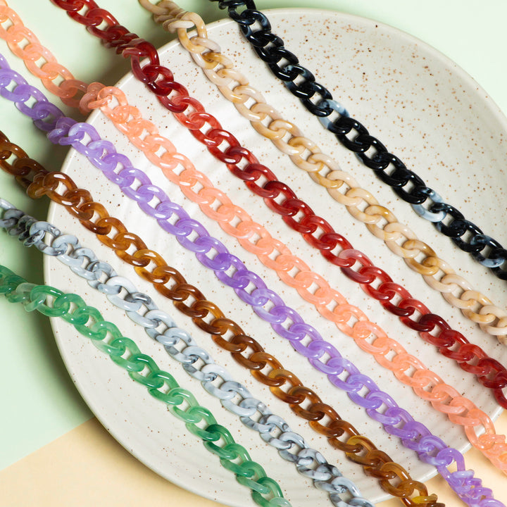 Matt Acrylic Chain | Size : H-20mm W-14mm | Qty : 1mtr | AC07