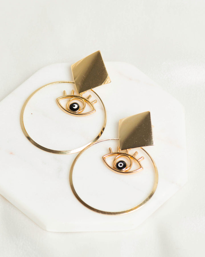 Square Shape Metal Base Earring Stud | Size : 24mm | 6pcs (3 Pair) | EF59