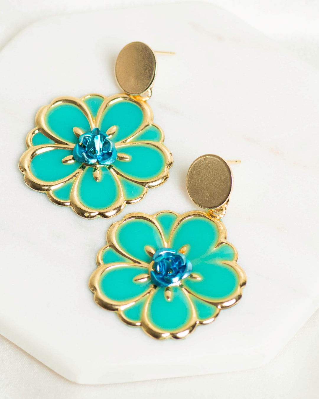 Round Shape Metal Base Earring Stud | Size : 12mm | 6pcs (3 Pair) | EF62