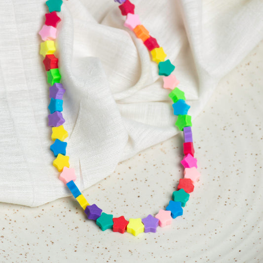 Multicolor Plain Stars Polymer Clay Fimo Beads | Size: 6mm (W) Thickness 2mm | 1string 40 pcs | FB10