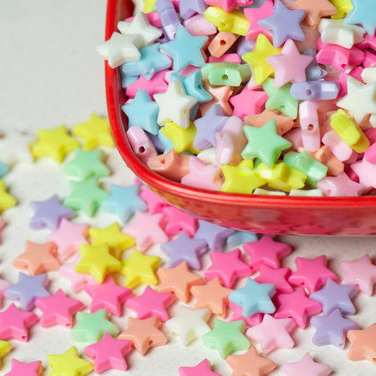 Assorted Star Pastel Plastic Beads | Size : 15mm | PB148