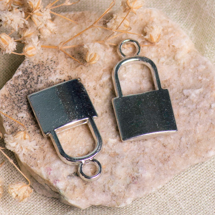 Lock Alloy Charm | Size : H-17mm W-12mm | Qty : 10pcs