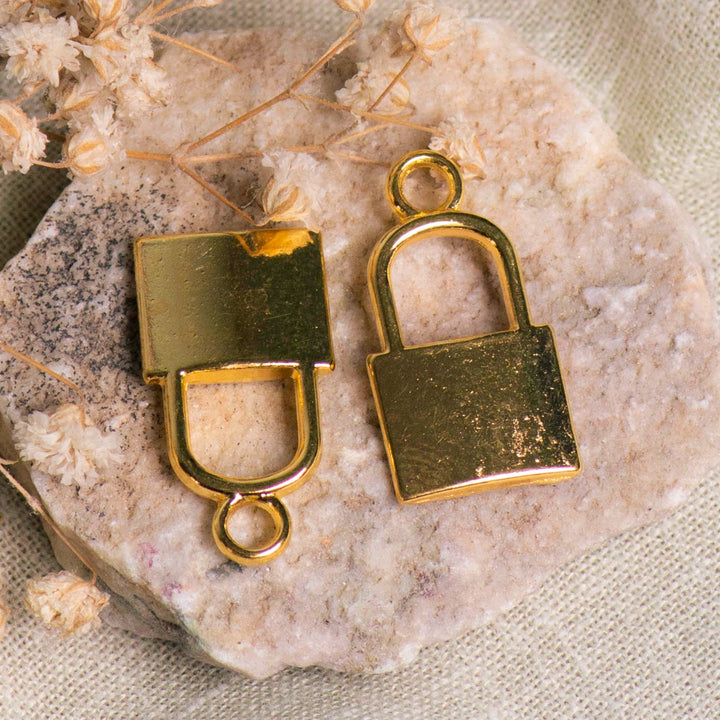 Lock Alloy Charm | Size : H-17mm W-12mm | Qty : 10pcs