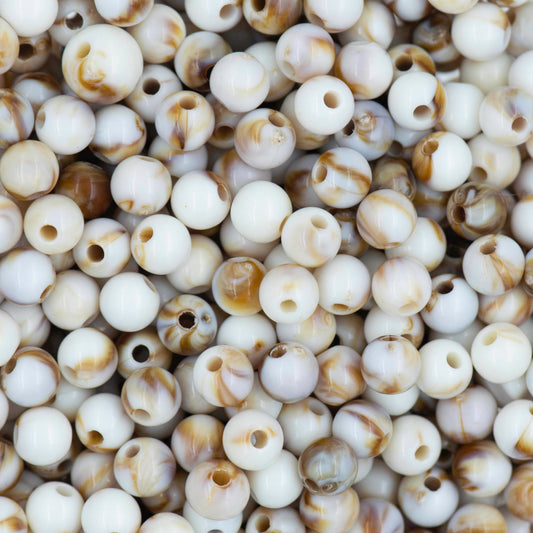 Marble Effect Round Acrylic Beads | Size : 6mm,8mm | PB13