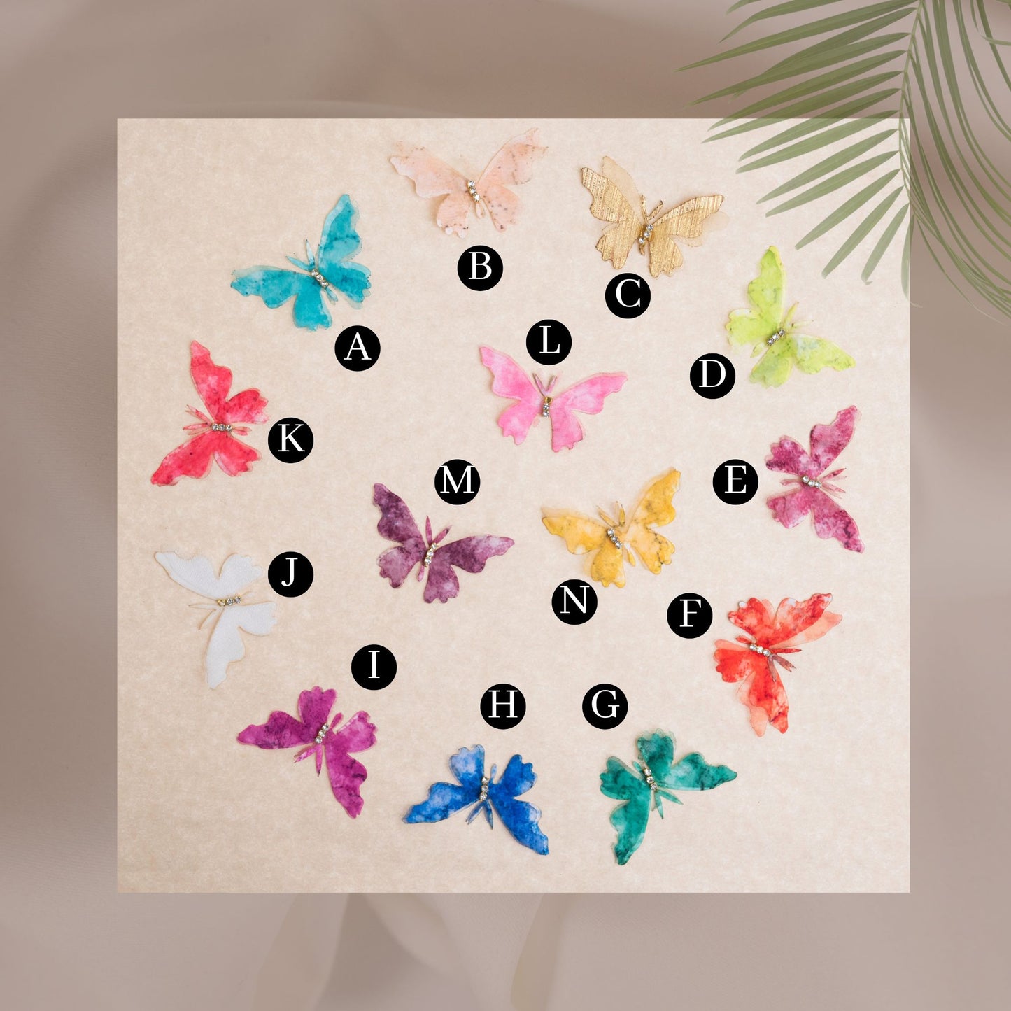 Fabric Butterfly | Size : 48mm | Qty : 25pcs