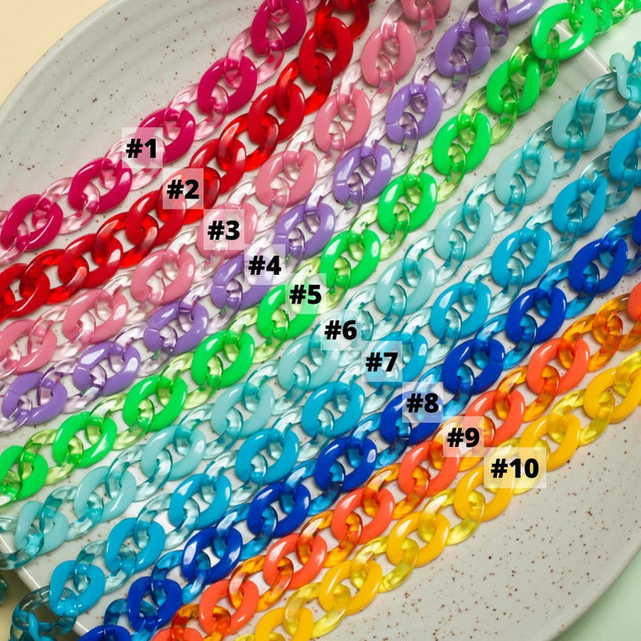 Matt Translucent Acrylic Chains | Size : H-16mm W-23mm | Qty : 1mtr | AC09