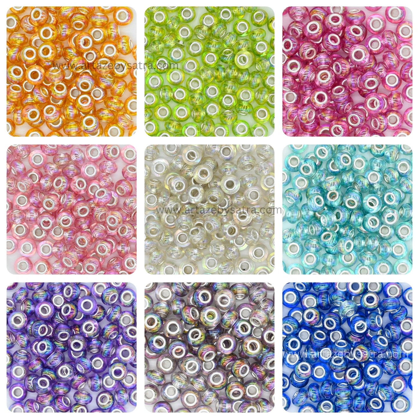Rainbow European Acrylic Pearl Charm Spacer Beads | Size : 12mm | Qty : 12pcs | PB42