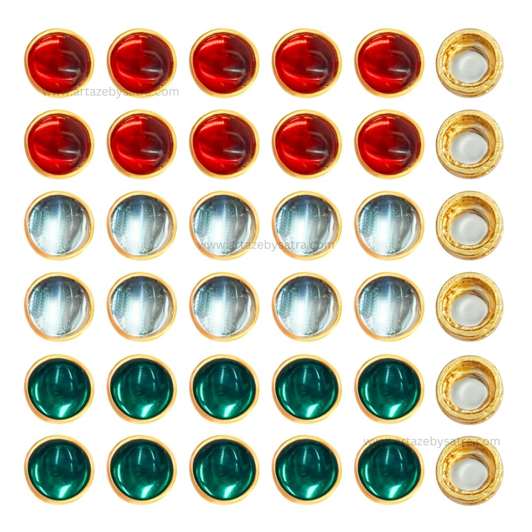 Meenakari Kundan Beads | Size : 11mm | Qty : 12pcs | MKB29