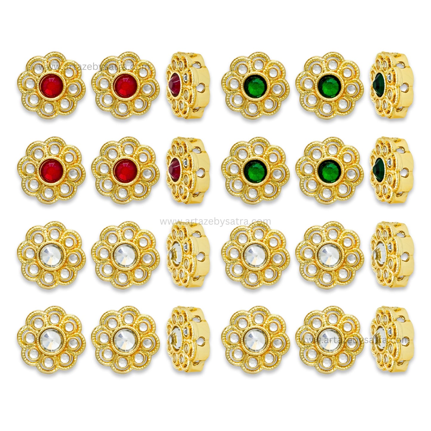 Flower Meenakari Kundan Beads | Size : 14mm | Qty : 12pcs | MK34