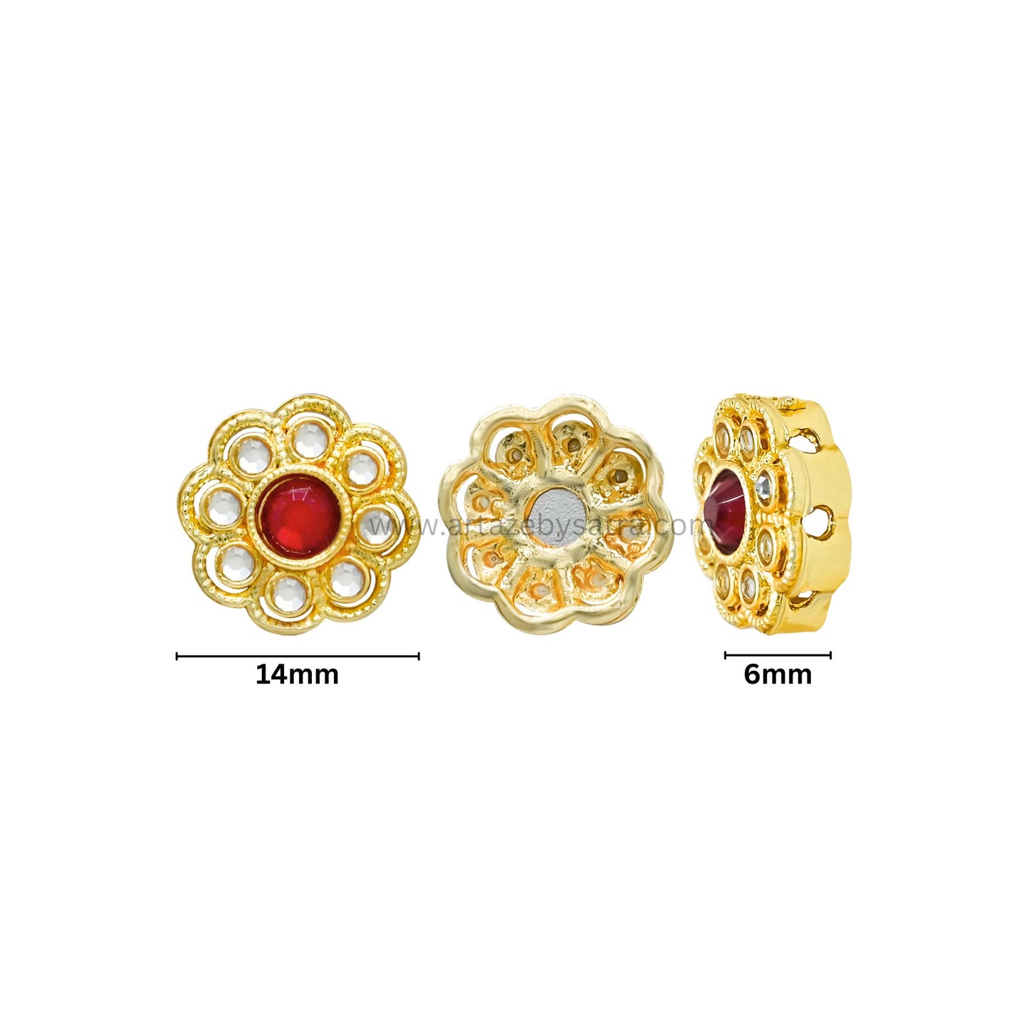 Flower Meenakari Kundan Beads | Size : 14mm | Qty : 12pcs | MK34