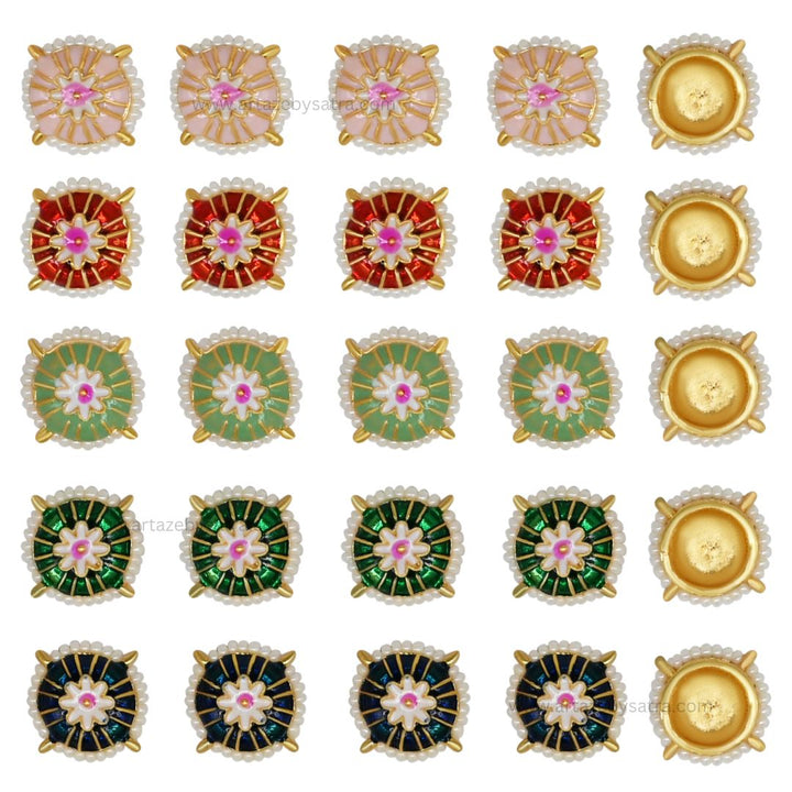 Meenakari Kundan Beads | Size : 13mm | Qty : 12pcs | C-857
