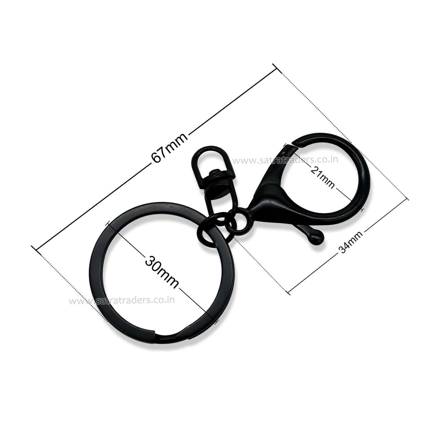 Matt Black Lobster Claw Clasp | Size : 67mm | Qty : 10pcs | BF136