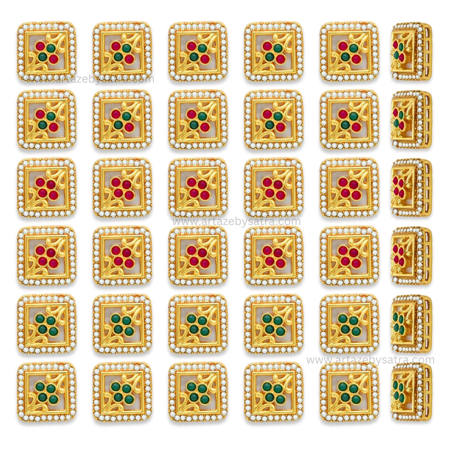 Square Meenakari Kundan Beads | Size : 19mm | Qty : 12pcs | MK22