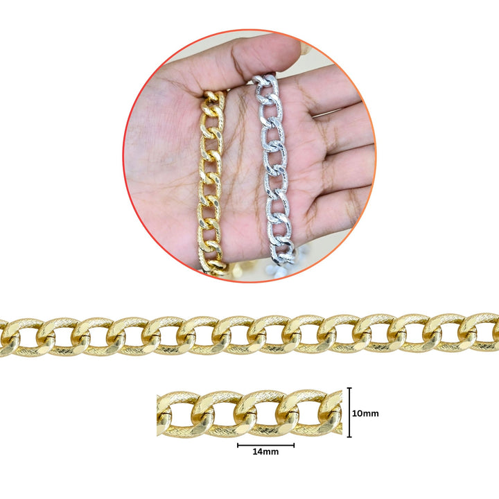 Aluminium Chain | Size : W-10mm H-14mm | Qty : 1mtr | JT-16-57-1
