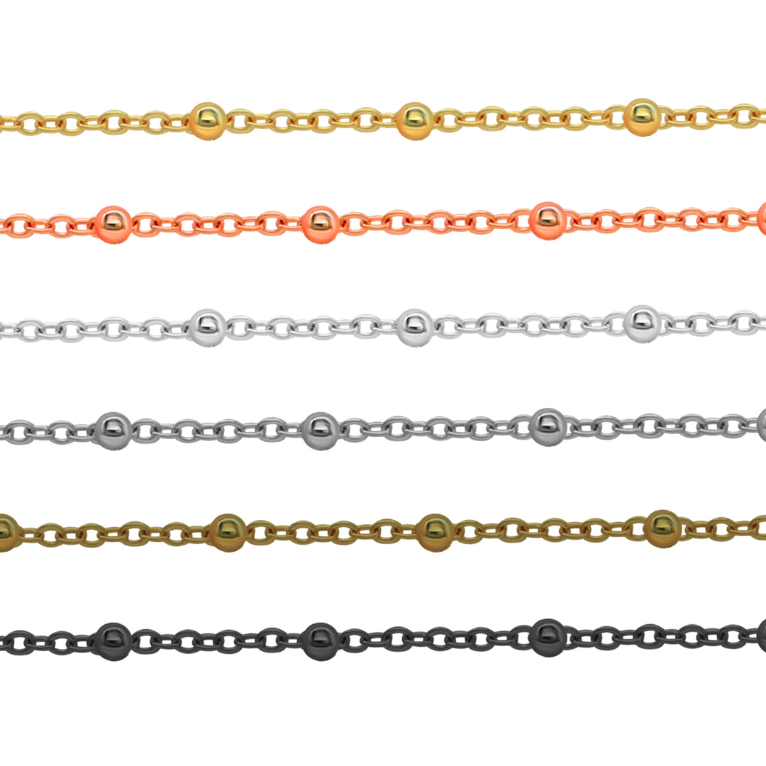 Iron Chain with Jump Ring and Lobster | Size : 20inch Ball Size : 3mm | Qty : 2pcs | RC10