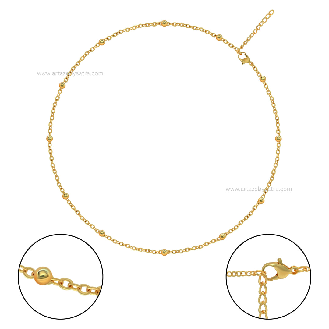 Iron Chain with Jump Ring and Lobster | Size : 20inch Ball Size : 3mm | Qty : 2pcs | RC10