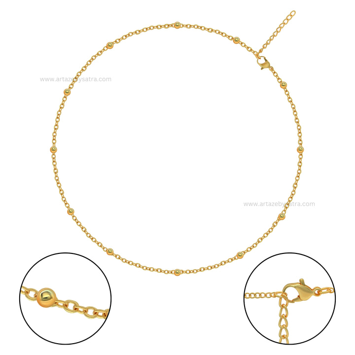 Iron Chain with Jump Ring and Lobster | Size : 20inch Ball Size : 3mm | Qty : 2pcs | RC10
