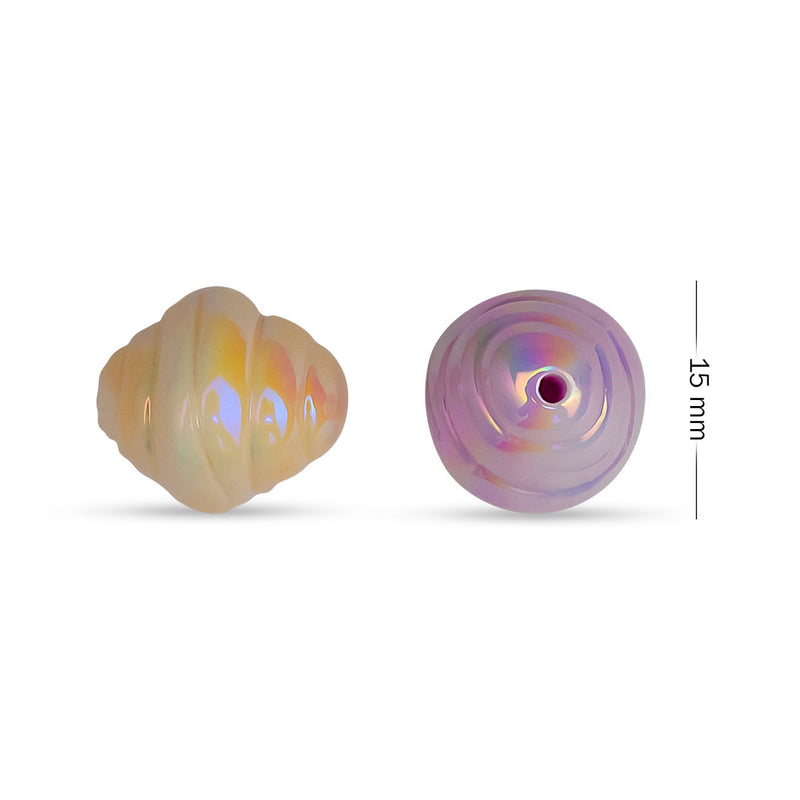 Assorted Shiny Shell Shape Plastic Beads | Size: 15mm | Qty: 12Pcs (High Quality)