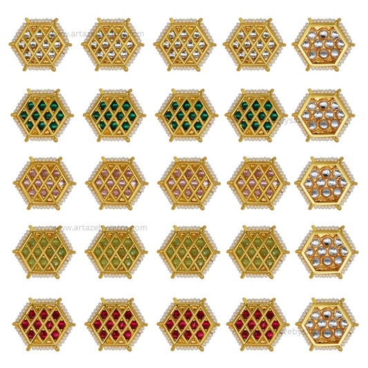Meenakari Kundan Beads | Size : 16mm | Qty : 12pcs | C-687