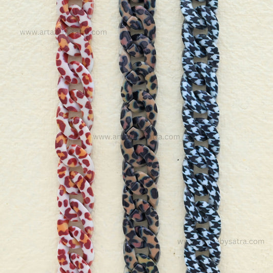 Animal Print Acrylic Chains | Size : H-16mm W-22mm | Qty : 1mtr | AC22