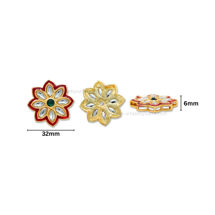 Flower Meenakari Kundan Beads | Size : 23mm | Qty : 4pcs