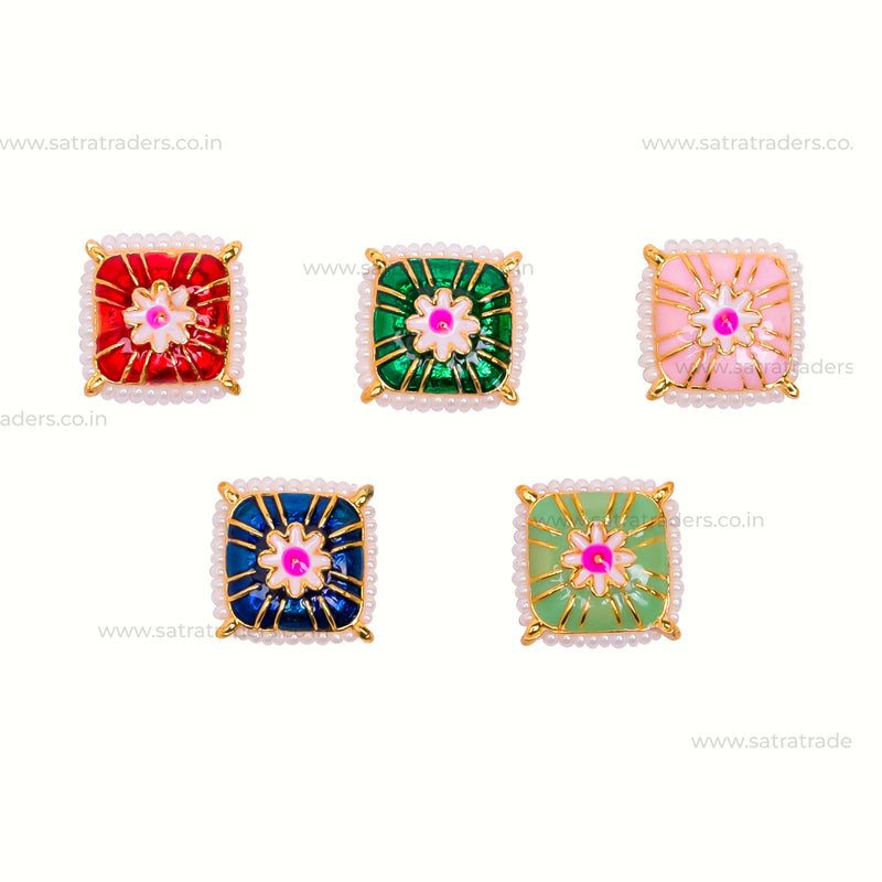 Meenakari Kundan Beads | Size : 12mm | 12pcs | C-860